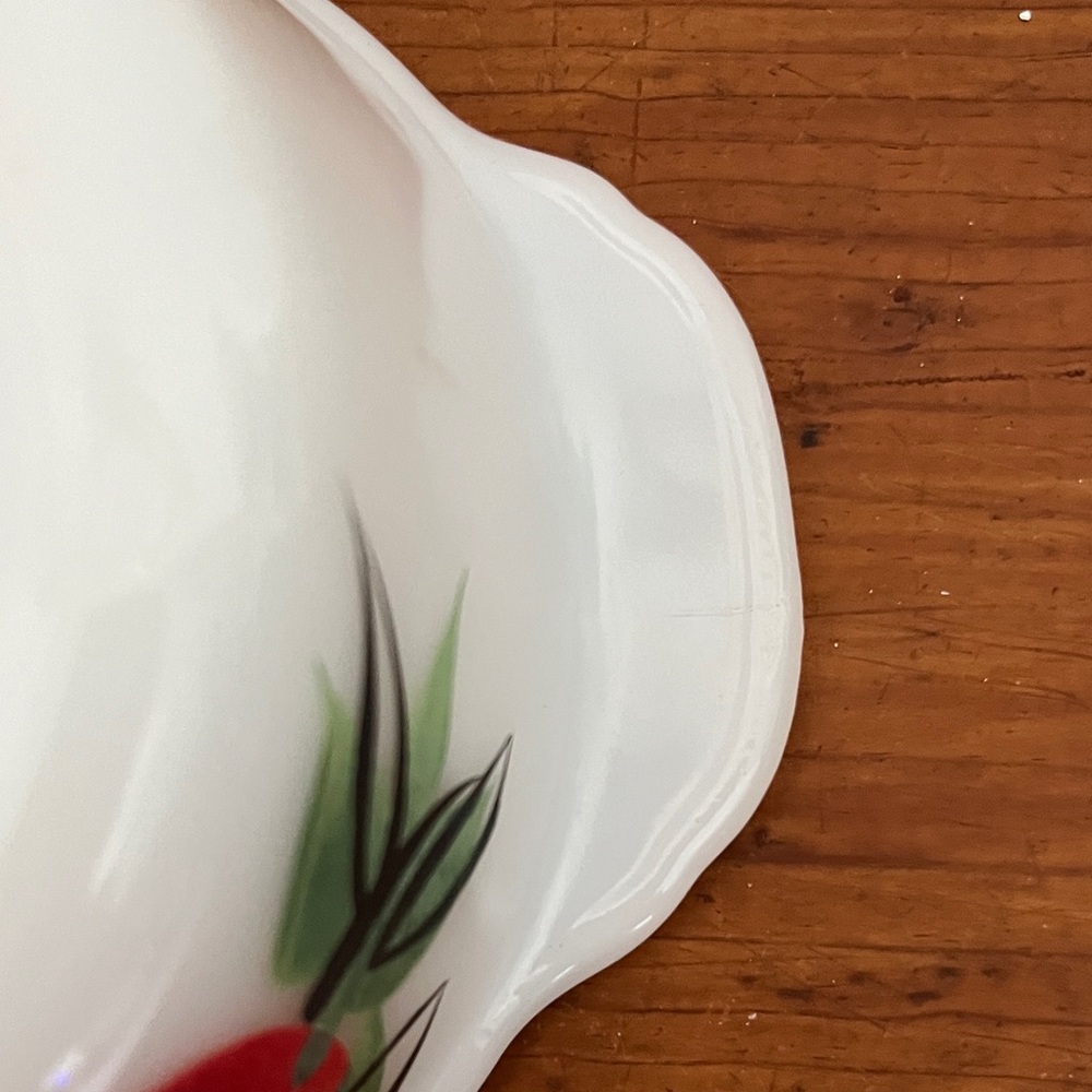 Fire King White Milk Glass Dish Hand painted by Gay Fad Fruit - Picture 6 of 9